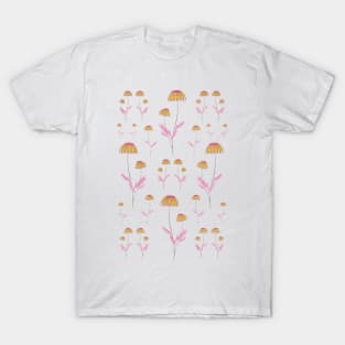 Pattern of Pink Inverted Sunflowers T-Shirt